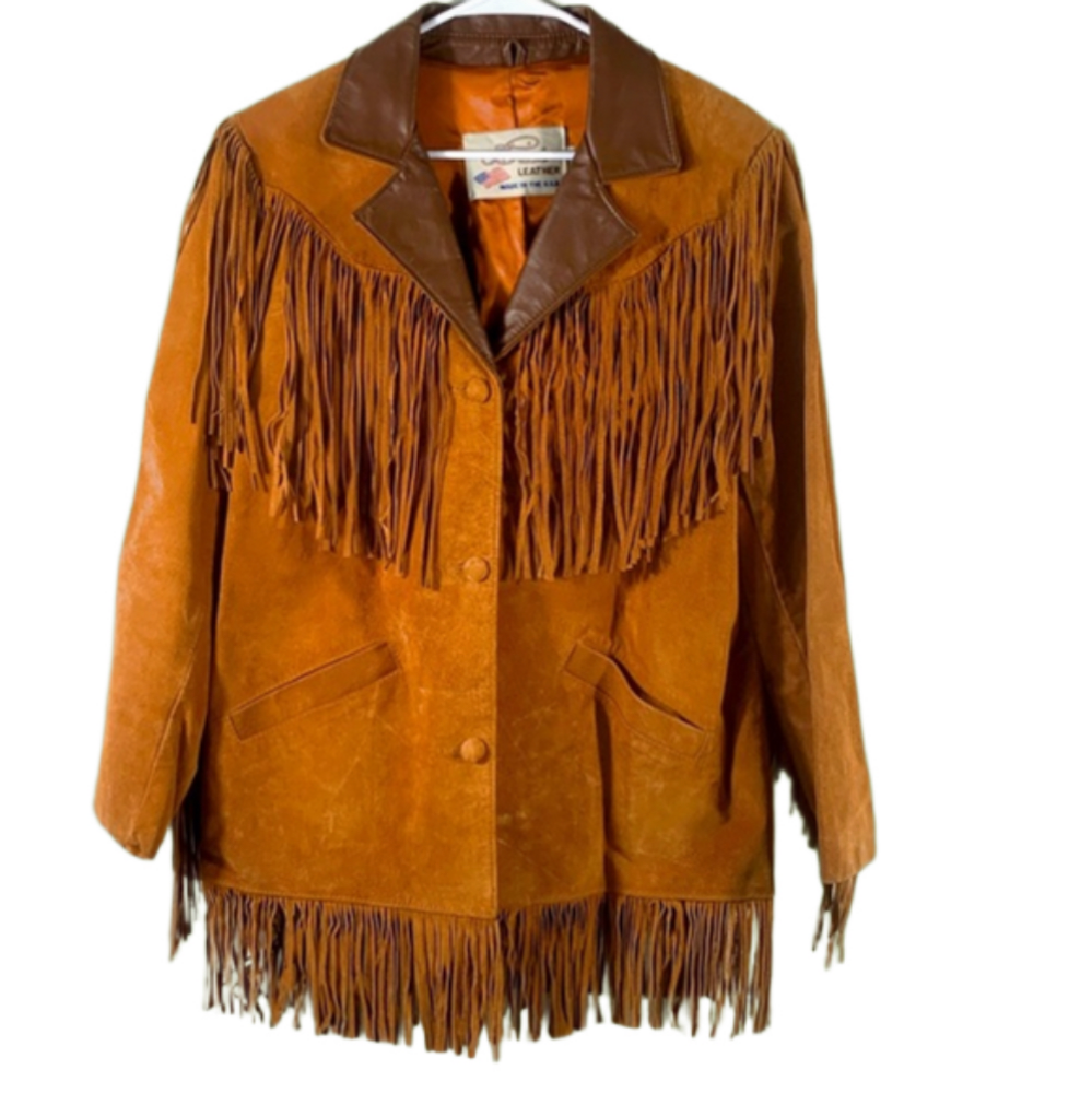 Leather suede fringed brown coat - Men's Medium / Women's Large EXCELLENT!